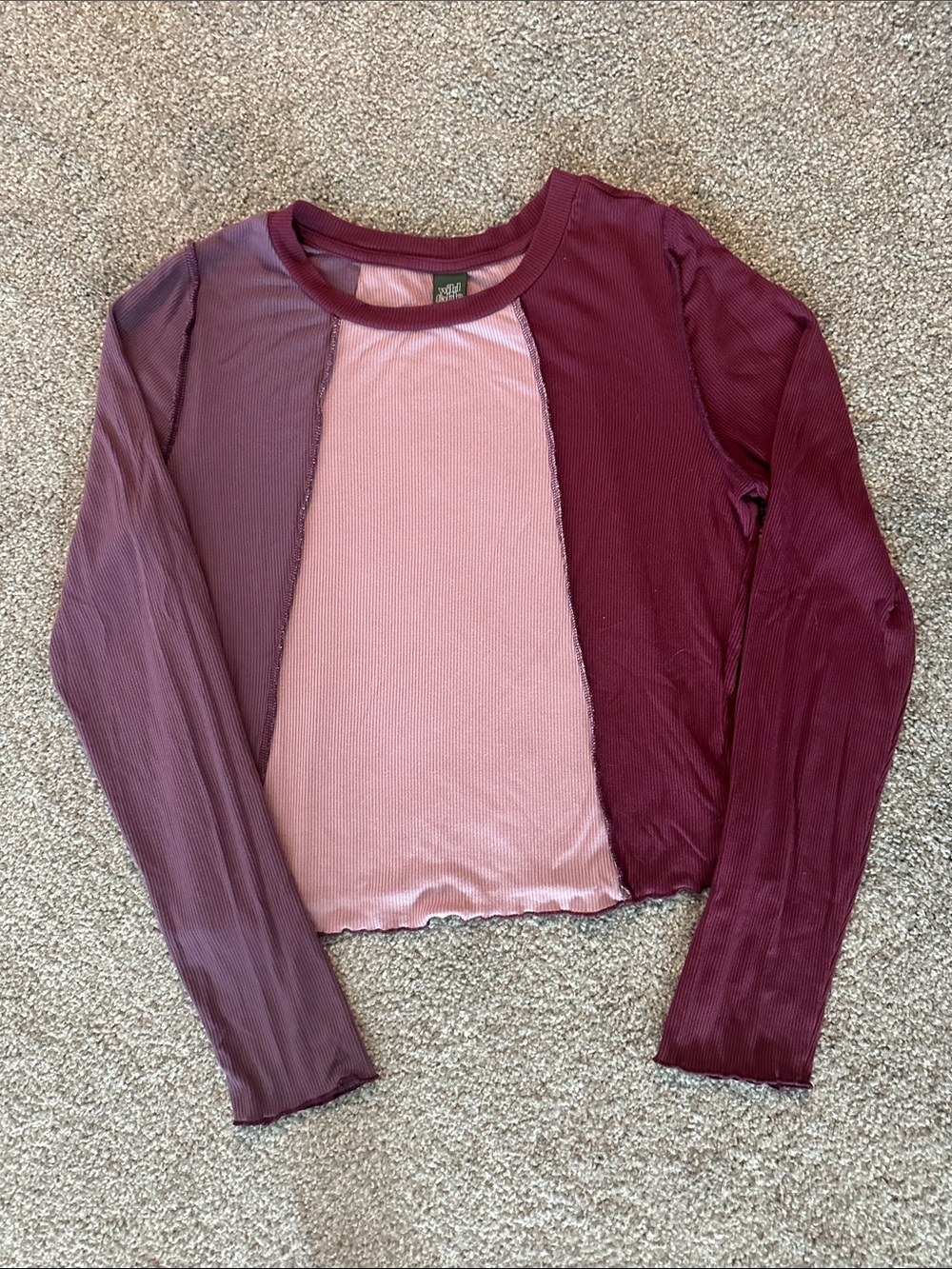 wild fable Colorblock Long-Sleeve Top in Pink & Burgundy